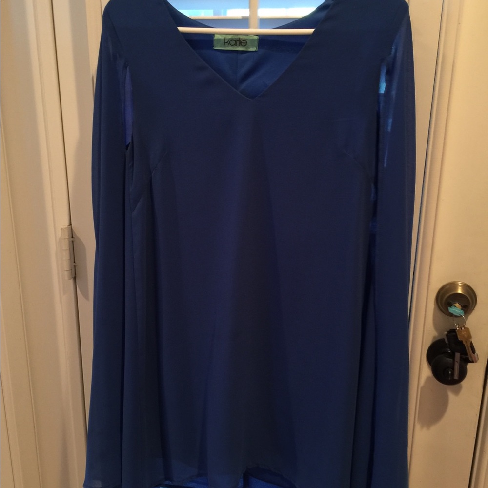 Formal short cobalt blue dress with cape!!